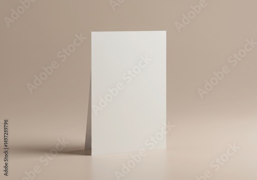 Vertical blank card mockup on beige background for branding  invitation  and promotion use cases