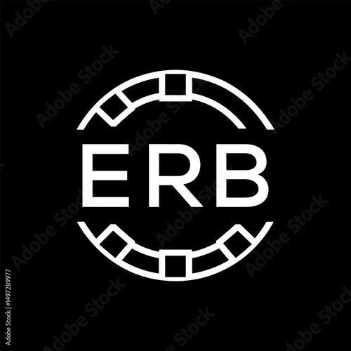 ERB Minimalist ERB  Logo Design on Black Background – ERB Later Logo, Modern Circular Branding Concept
