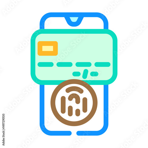 biometric payment authentication fintech color icon vector illustration