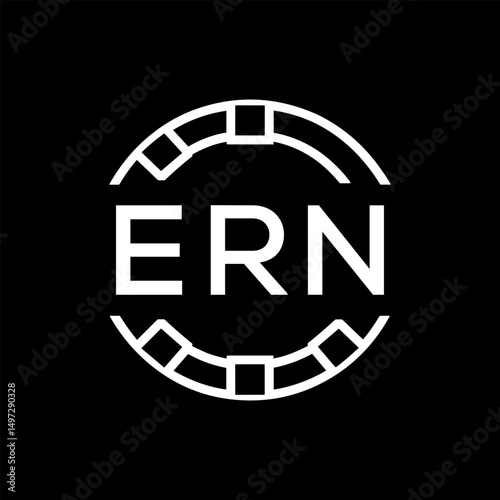 ERN Minimalist ERN  Logo Design on Black Background – ERN Later Logo, Modern Circular Branding Concept

