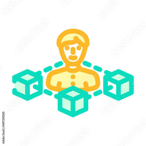 blockchain based identity verification color icon vector illustration