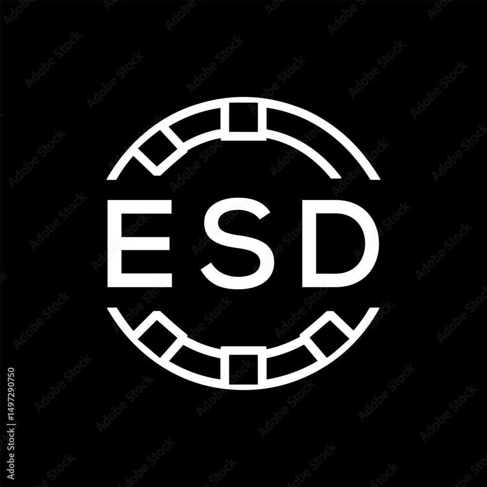 Obraz premium ESD Minimalist ESD Logo Design on Black Background – ESD Later Logo, Modern Circular Branding Concept 