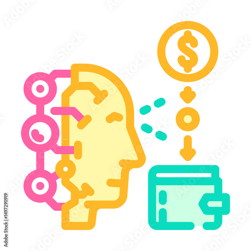 transaction monitoring ai fintech color icon vector illustration