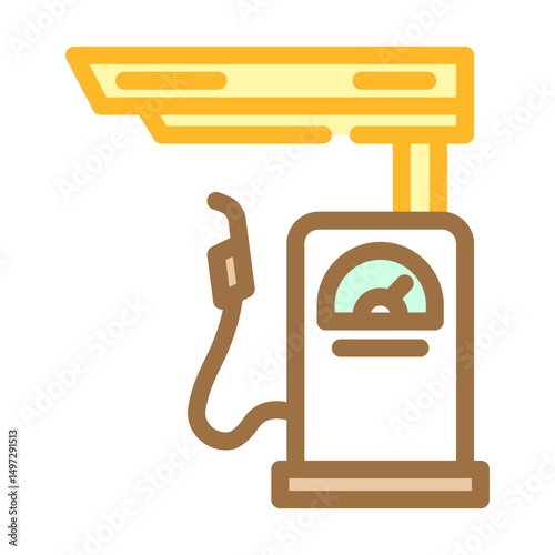 gas station highway highway road color icon vector illustration