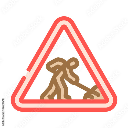 roadworks highway road color icon vector illustration