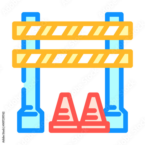 construction zone highway road color icon vector illustration