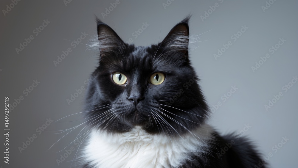 Obraz premium humorous cat with a serious expression and a white chest spot