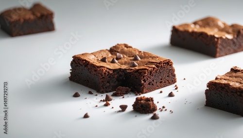 Isolated brownies with crumbs on a background.