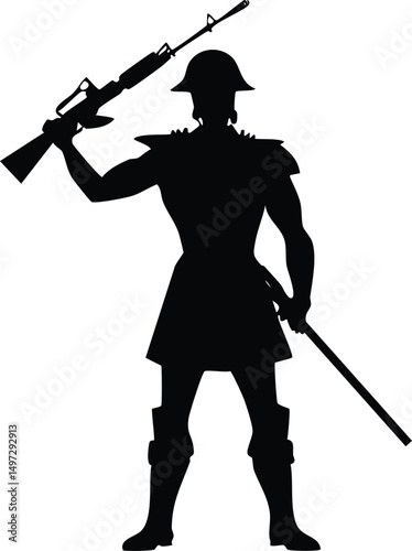 silhouette of soldier with rifle