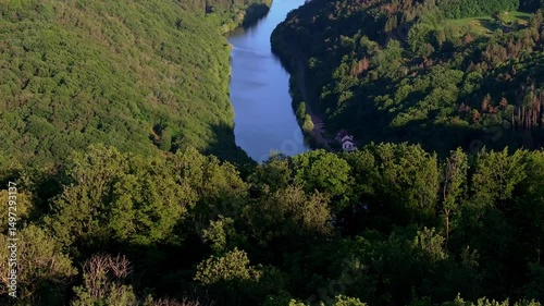 the saar river in germany from above 4k 50fps video