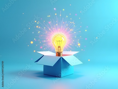 Think outside the box creative idea concept lightbulb innovation inspiration