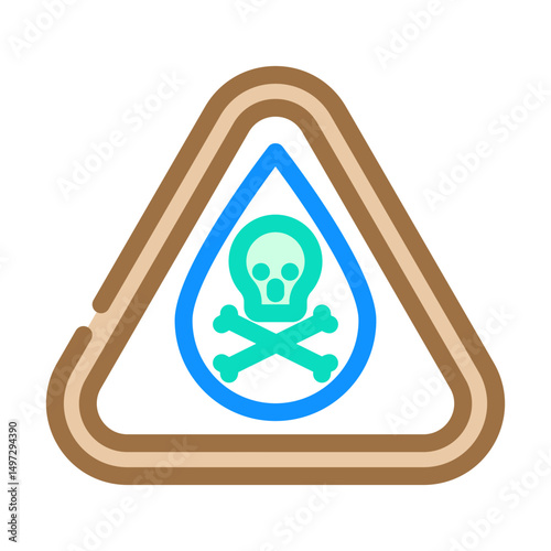 warning near contaminated water chemical pollution color icon vector illustration