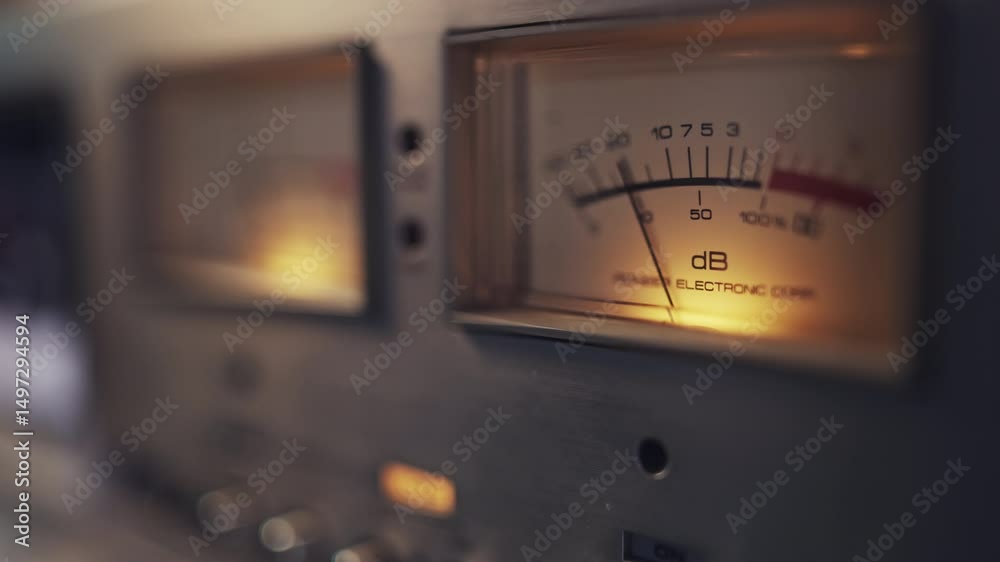 Old school retro cassette player or recorder. Reel tape spinning playing audio from the speakers