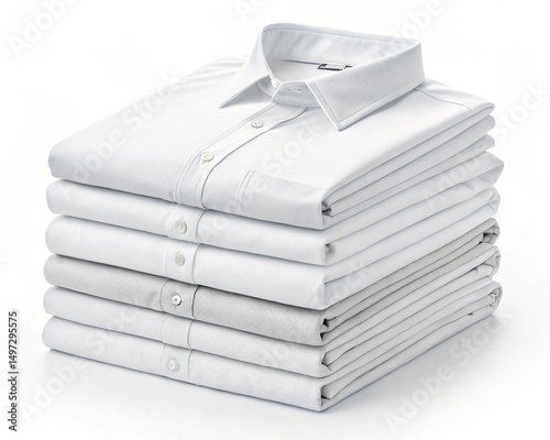 Folded White Clothes on Pure White Background, 8K Clean Laundry Stock Photo