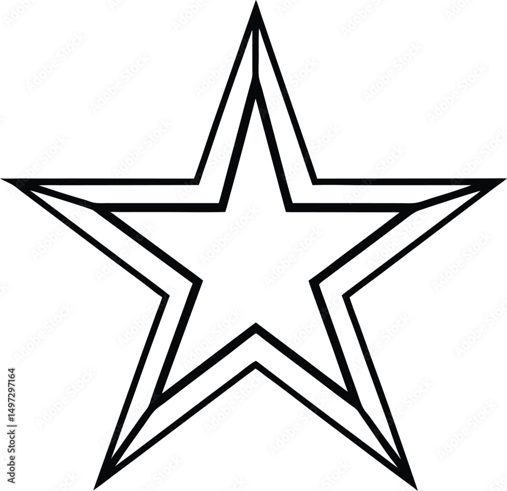 Fototapeta premium Bold Black Outline Five Point Star Line Art Graphic