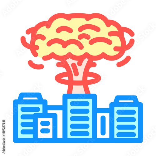 fallout on city skyline radioactive pollution color icon vector illustration