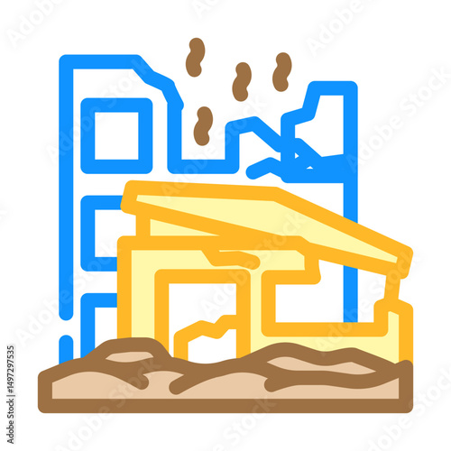 destroyed landscape radiation radioactive pollution color icon vector illustration