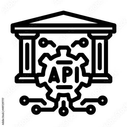 open banking api fintech line icon vector illustration