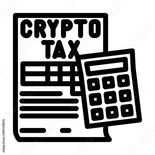 crypto tax calculation fintech line icon vector illustration