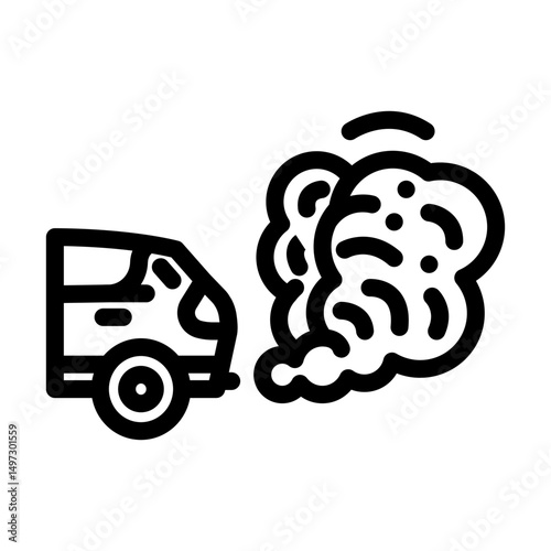 car visible exhaust fumes air pollution line icon vector illustration