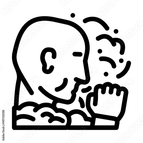 person coughing polluted air pollution line icon vector illustration
