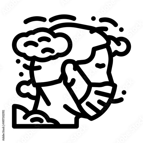 person wearing face mask dirty air pollution line icon vector illustration