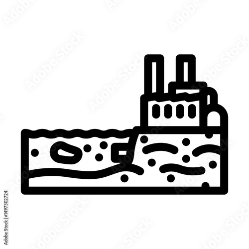 industrial plant near polluted lake chemical pollution line icon vector illustration