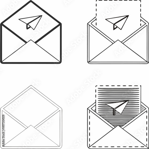 Diverse Set of Vector Mail Icons: Envelopes, Letters & Email Symbols for Web Design