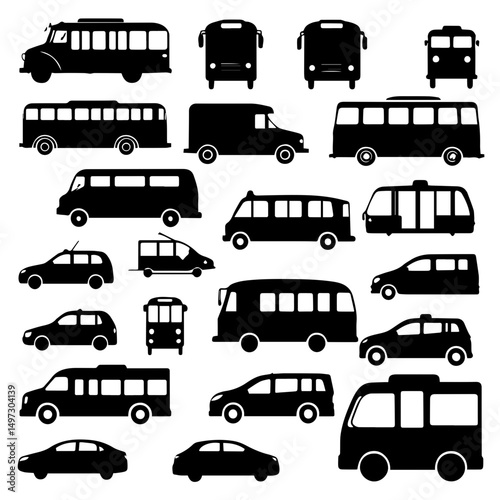 Public Transport Bus Set – Vector Collection of Urban and Intercity Buses

