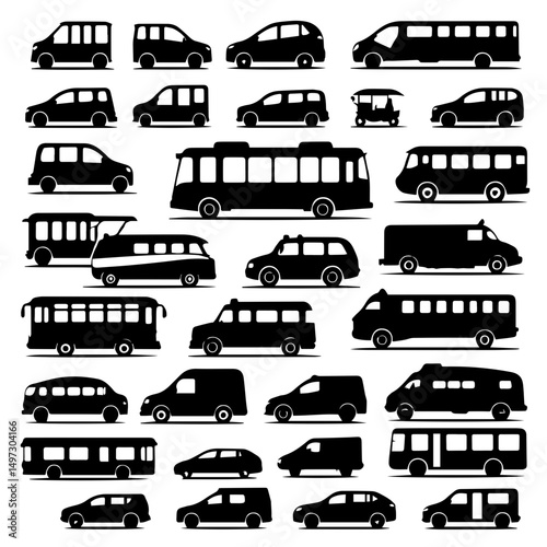 Public Transport Bus Set – Vector Collection of Urban and Intercity Buses

