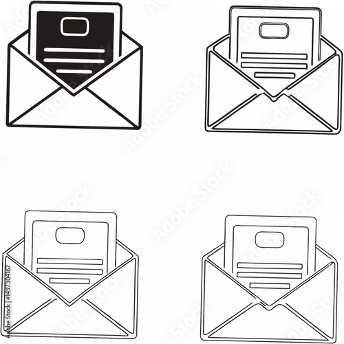 Vector Mail & Email Icon Set: Envelopes & Contact Symbols for Web Communication Design