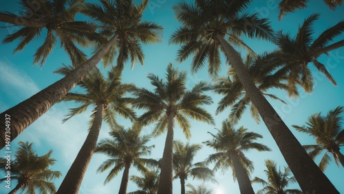 View of palm trees from a low perspective