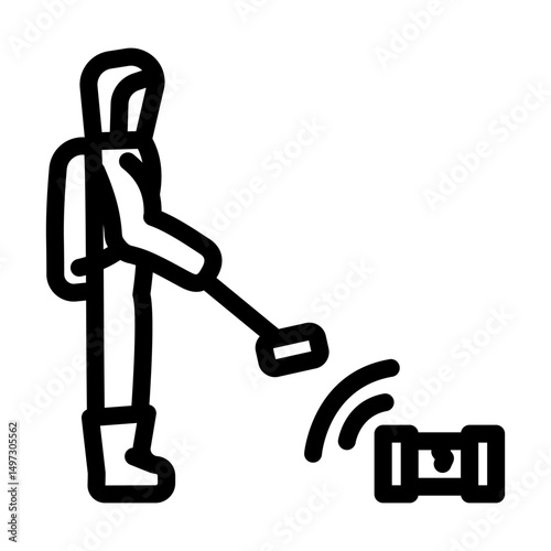 person holding geiger counter contaminated zone line icon vector illustration