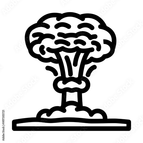 nuclear explosion cloud radioactive pollution line icon vector illustration