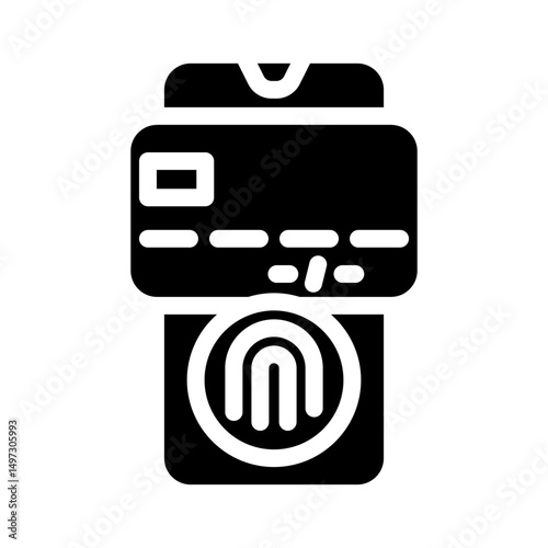 biometric payment authentication fintech glyph icon vector illustration