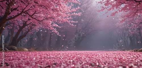 Wallpaper Mural Mesmerizing pink sakura petal fall, magical background,  nature,  romantic Torontodigital.ca