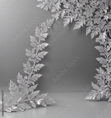 Wallpaper Mural Silver leaf lace border, shimmering metallic background,  design,  shine,  stationery Torontodigital.ca