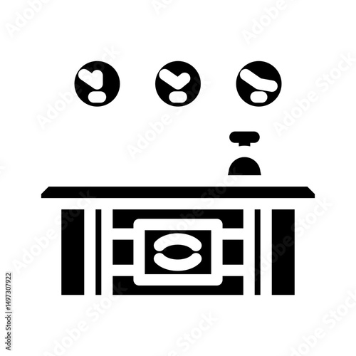 reception desk hospitality hotel glyph icon vector illustration