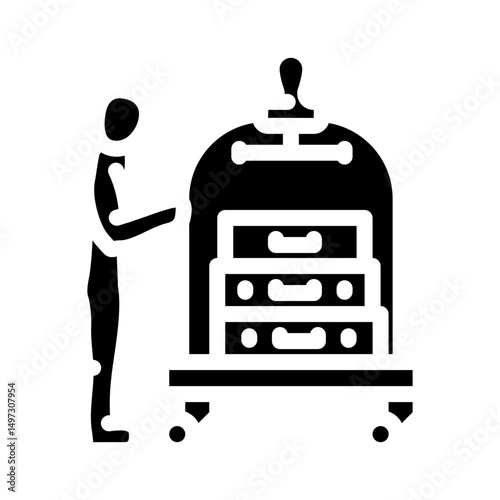 bellhop hospitality hotel glyph icon vector illustration