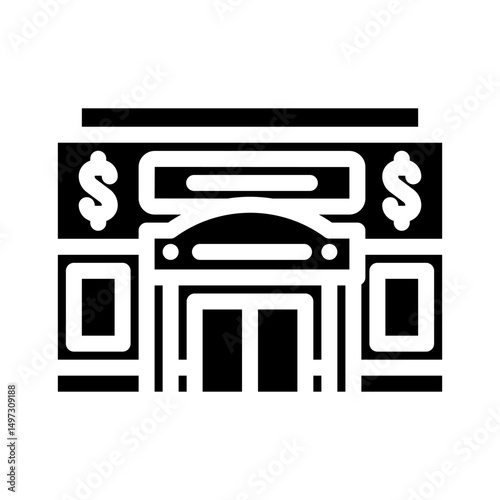 dollar store shop glyph icon vector illustration