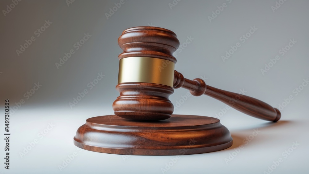 Isolated background featuring a close-up of a gavel used by judges