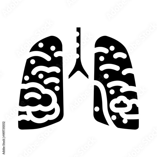 lungs filled smoke soot air pollution glyph icon vector illustration