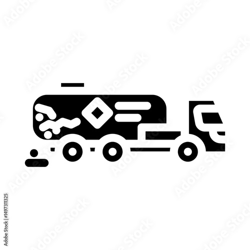tanker truck leaking hazardous materials glyph icon vector illustration
