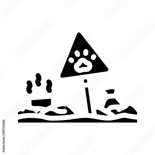 animals fleeing from polluted zone chemical pollution glyph icon vector illustration
