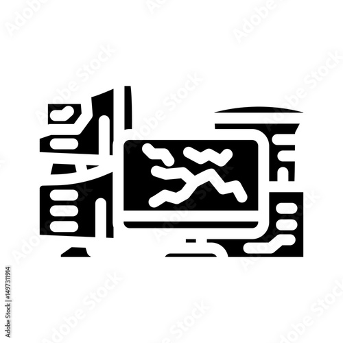 computer screens around e waste pollution glyph icon vector illustration