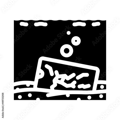 electronic ocean water e waste pollution glyph icon vector illustration