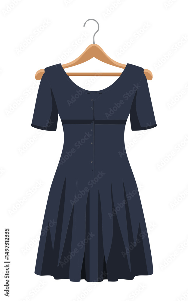 Obraz premium Navy Dress Short Sleeve Style on Hanger - Vector Illusration