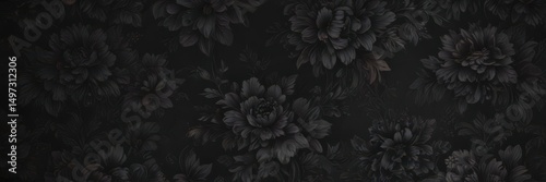 Wallpaper Mural Deep black floral wallpaper, luxurious textures & patterns, sophisticated, dark Torontodigital.ca