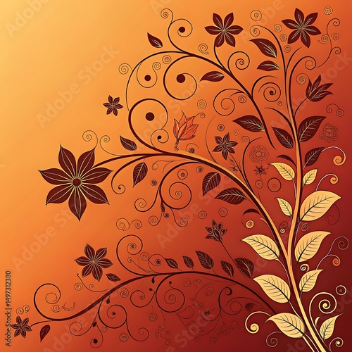 abstract floral background with golden elements