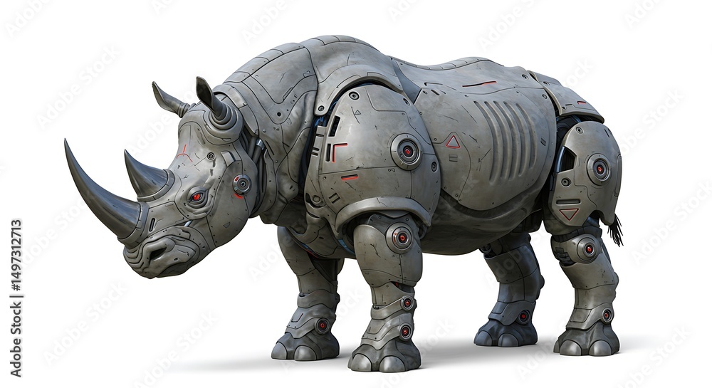 Obraz premium Robotic rhino animal robot rhino futuristic rhino mechanical rhino animal illustration animal art